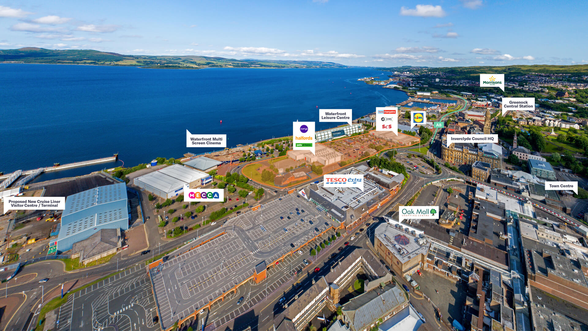 Waterfront Retail Park - aerial view